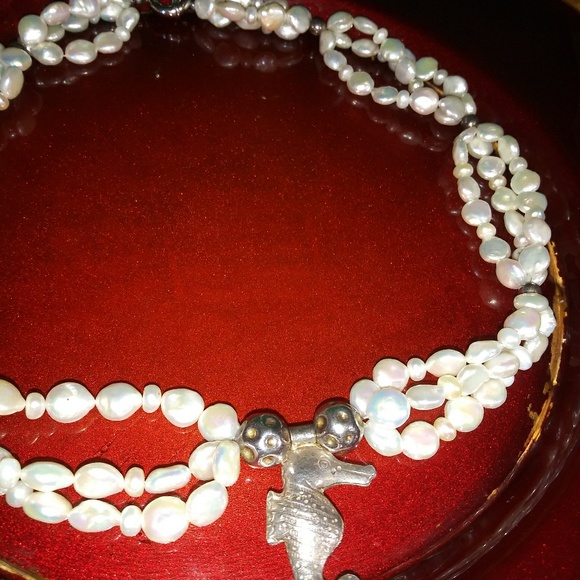 Baroque Pearls Triple Strand & Sterling Silver Sea - Picture 2 of 4